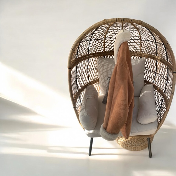 DANIER Tan Sheepskin Shearling Leather Coat - Picture 4 of 7